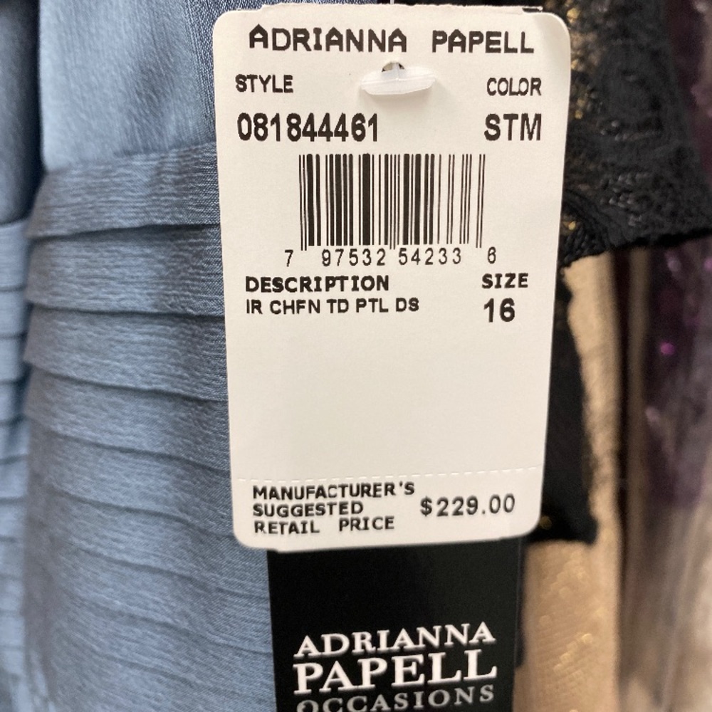 Adrianna Papell iridescent petal chiffon long dress - Picture 4 of 11